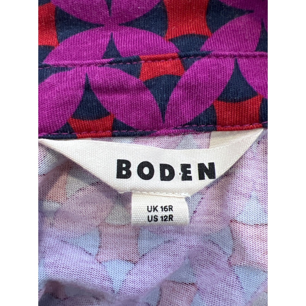 Boden Marcia Jersey Midi Shirt Dress 12 Geometric Magenta Art Mod Teacher Chic - Picture 4 of 9